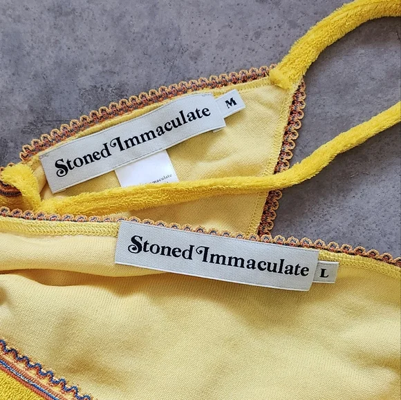 Stoned Immaculate Terry Cloth Bikini Set Kimi Swim Bra Top & Bottom Goldenrod - Picture 8 of 8